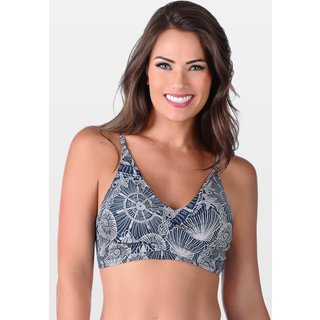Top Summer Soul Cropped Transpassado Com Bojo Removível Estampado Marinho