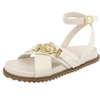 Papete Rasteira Tiras Cruzadas Detalhe Enfeite Lançamento Verão Agnes Veronez Off White