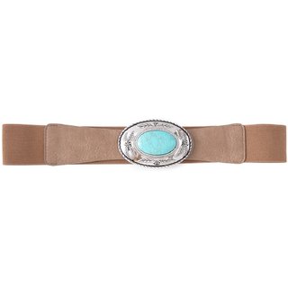 Cinto Cabanafree COM ELASTICO NUDES BOHO COM FIVELA COM DETALHES AZUL