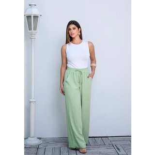 Calça Pantalona em Viscose B’Bonnie Manu Pistache