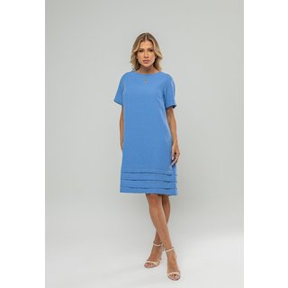 Vestido Curto Com Pregas Na Barra Salvatore Azul