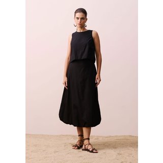 Saia CaCay Midi Balonê Tricoline Preta