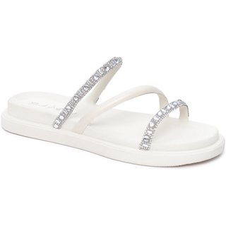 Sandália Papete Flor de Griffe Cristal Off White