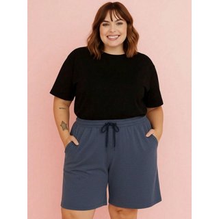 Bermuda de Moletom Plus Size Feminino Chumbo Shorts de Moletom Plus Size Bermuda de Mulher