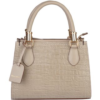 Bolsa Bellaniz Baú De Couro Croco Andressa - Amêndoa
