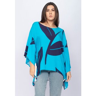 Blusa Amazonia Vital Poncho Baguari Estampa Imbé Blue