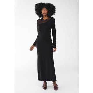 Vestido Forum Longo Recorte Tule Preto