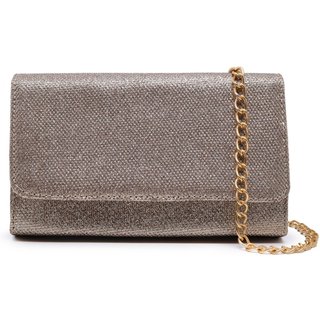 Bolsa Clutch De Mão Feminina Com Glitter Brilho Dourado Carmelo Shoes