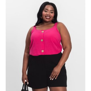 Regata Feminina Plus Size Secret Glam Rosa
