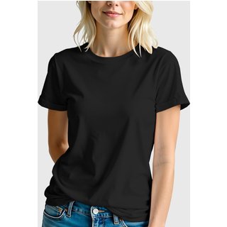 Camiseta Feminina Preta Lisa Algodão Premium Benellys
