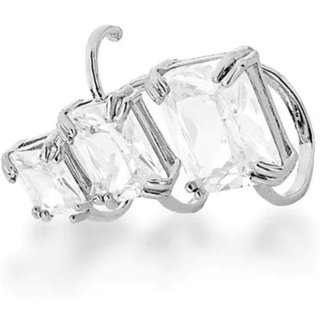 Infantil - Piercing Cristais Quadrados Prata Semijoia Banhado a Ródio Branco Ania Store