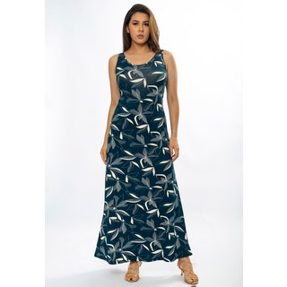 Vestido Longo Cabanafree Butiá Malha Regata Estampa Hibisco Blue