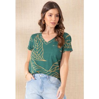 Blusa Com Decote V E Bolso Verde Quintess