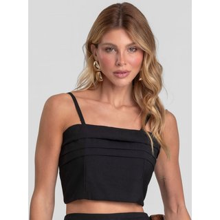 Blusa Cropped Feminina De Alça Regulável Dianna Preto