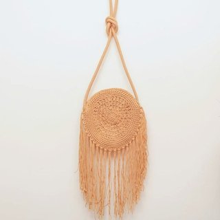 BOLSA DE PRAIA REDONDA EM ALGODÁO C/ ALÇA - SANTORINI - Bege - MELLOW BRAZIL
