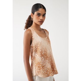 Blusa Lança Perfume Evasê Estampada Bege
