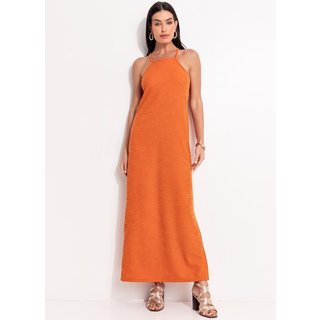 Vestido Em Malha Texturizada Laranja Escuro Quintess