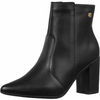 Bota Bico Fino Gigil Salto Alto Grosso Napa Preto
