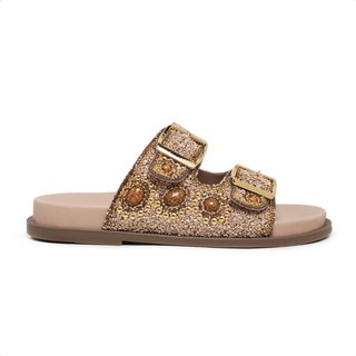 Papete Feminina Amarena Pedraria Cascalho Bronze