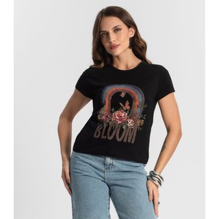 Blusa Baby Look Feminina Estampada Select Preto