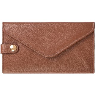 Carteira feminina de couro liso Clara 10,5x19cm - Whisky