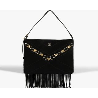 Bolsa Schutz Mally Tiracolo Pequena Franjas Preto