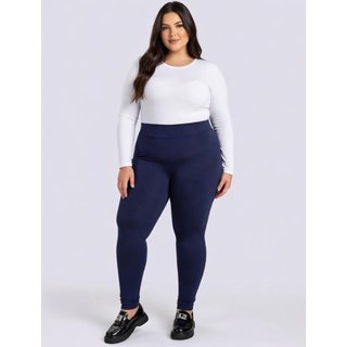 Calça Leggings D Bell Outlet Fashion Academia Fitness Plus Size Cós Alto Azul