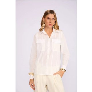 Camisa Voil de Algodão com Recortes Off-White
