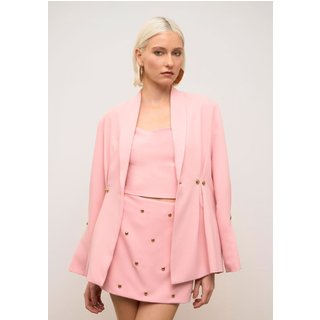 Blazer Iódice Ajustado Manga Longa Padrão Rosa