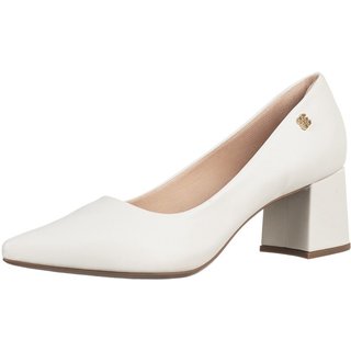 Scarpin Salto Bloco Gigil Sapato Bico Fino Salto Médio Off White