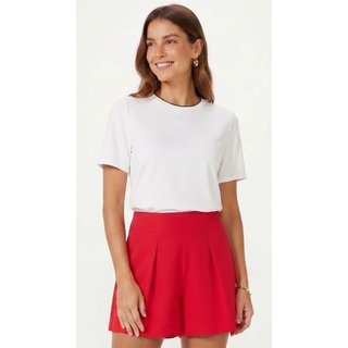 Short Feminino Alfaiataria Com Zíper Marialícia Vermelho