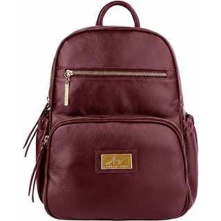 Mochila pequena de couro liso Zoey - Marsala