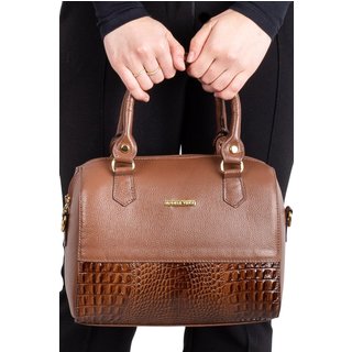 Bolsa Andrea Vinci Baú De Mão Em Couro Liso Sthefani - Whisky