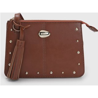Bolsa Média Feminina Anacapri Tachas Caramelo