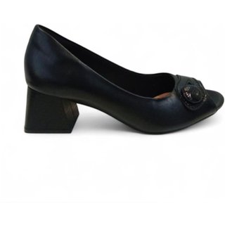 Sapato Peep Toe Feminino Neftali em Couro 55160 Preto