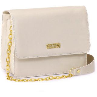 Bolsa Lateral Com Alça De Corrente Creme Selten
