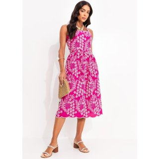 Vestido Tecido Laise Bordado Rosa Quintess