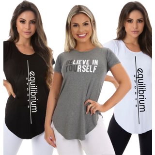 Kit 3 Blusas Fitness Academia Tapa Bum Bum