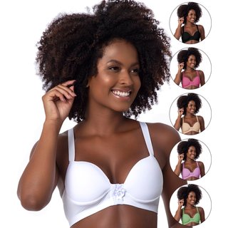 Kit 3 Sutiã Gabi Lingerie Nadador com Bojo Microfibra Fecho Frontal Soutien Confortável Reforçado Alça Regulável