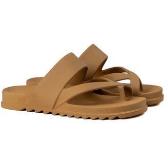 Chinelo Lançamento Feminina De Dedo Tira Slide Confortável Estilo Papete Marrom Casual Moda Praia Verão