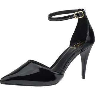 Sandália Salto Alto Lóris Shoes Scarpin de Fivela Sapato Bico Fino Stilleto 9000 Preto
