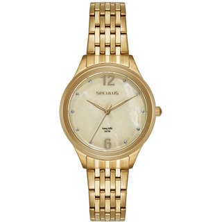 Relógio Feminino Seculus Analógico Dourado em Cristais Seculus