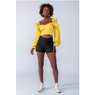 Cropped viscose detalhe guippir Amarelo