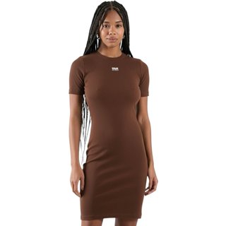 Vestido Curto Small Canelado Colcci CLC Marrom Truffle