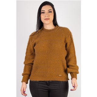 Blusa de malha feminina com tranças 60010 - Caramelo
