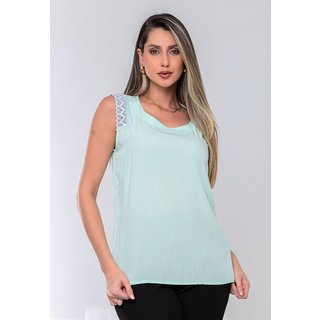 Regata Feminina de Alça com Renda Decote Elegante Moda Verão Verde Oliva Docce Mulher