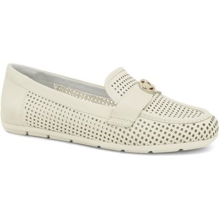 Mocassim Feminino Couro Off White Vazado Comfortflex 2561332-1