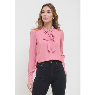 Camisa Intens Manga Longa Crepe Laço Rosa