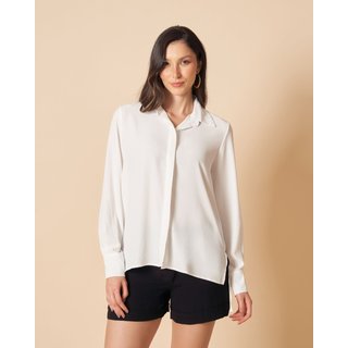 Camisa Feminina Alfaiataria Manga Longa Off White