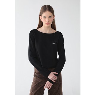 Blusa Manga Longa Feminina GAP Logo Bordado Preta